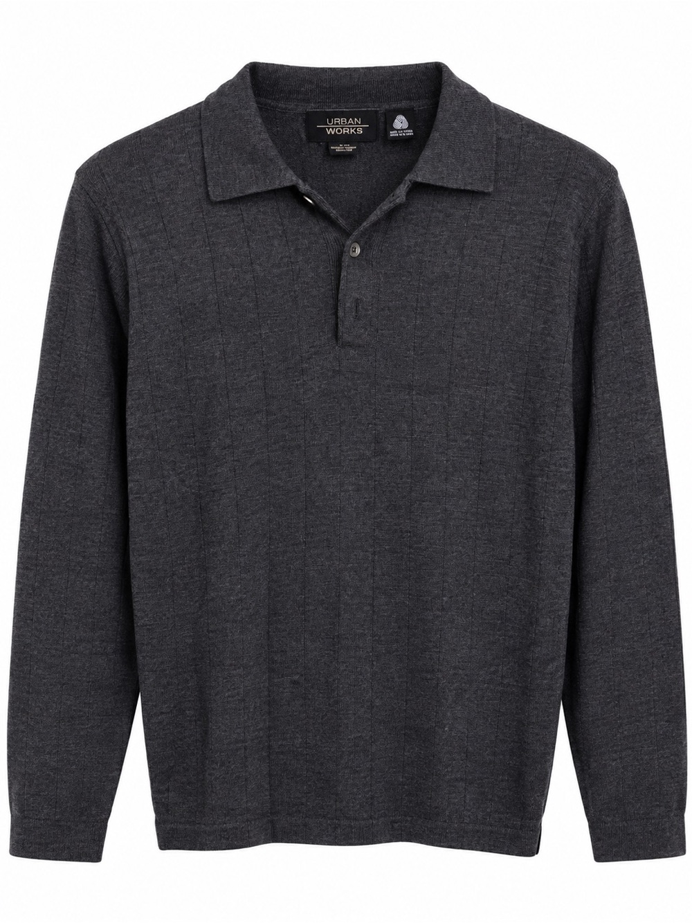 Urban Works Merino 100 % Wool Polo Sweater – Charcoal -
